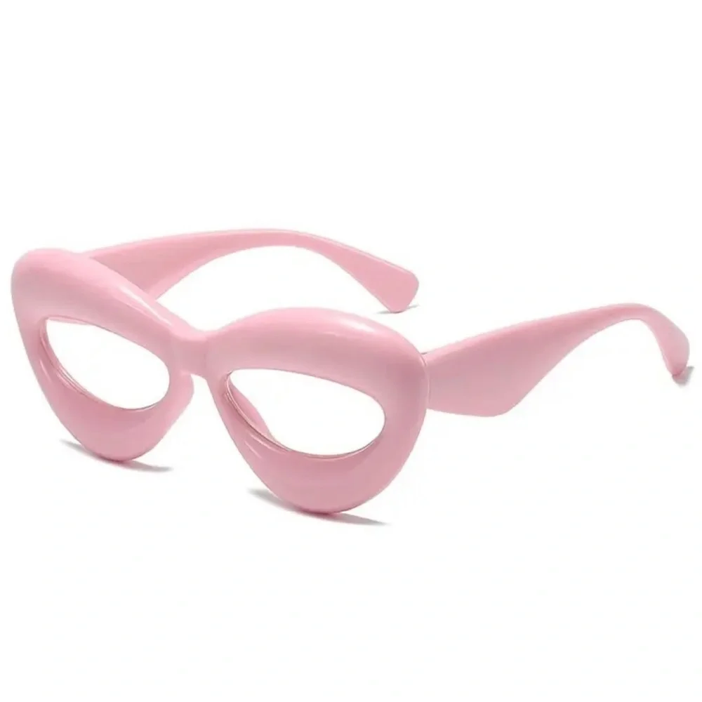 PINK CANDY COLOR CLEAR‎ LENSE WIDE CATEYE FRAME BLUE LIGHT BLOCKING GLASSES